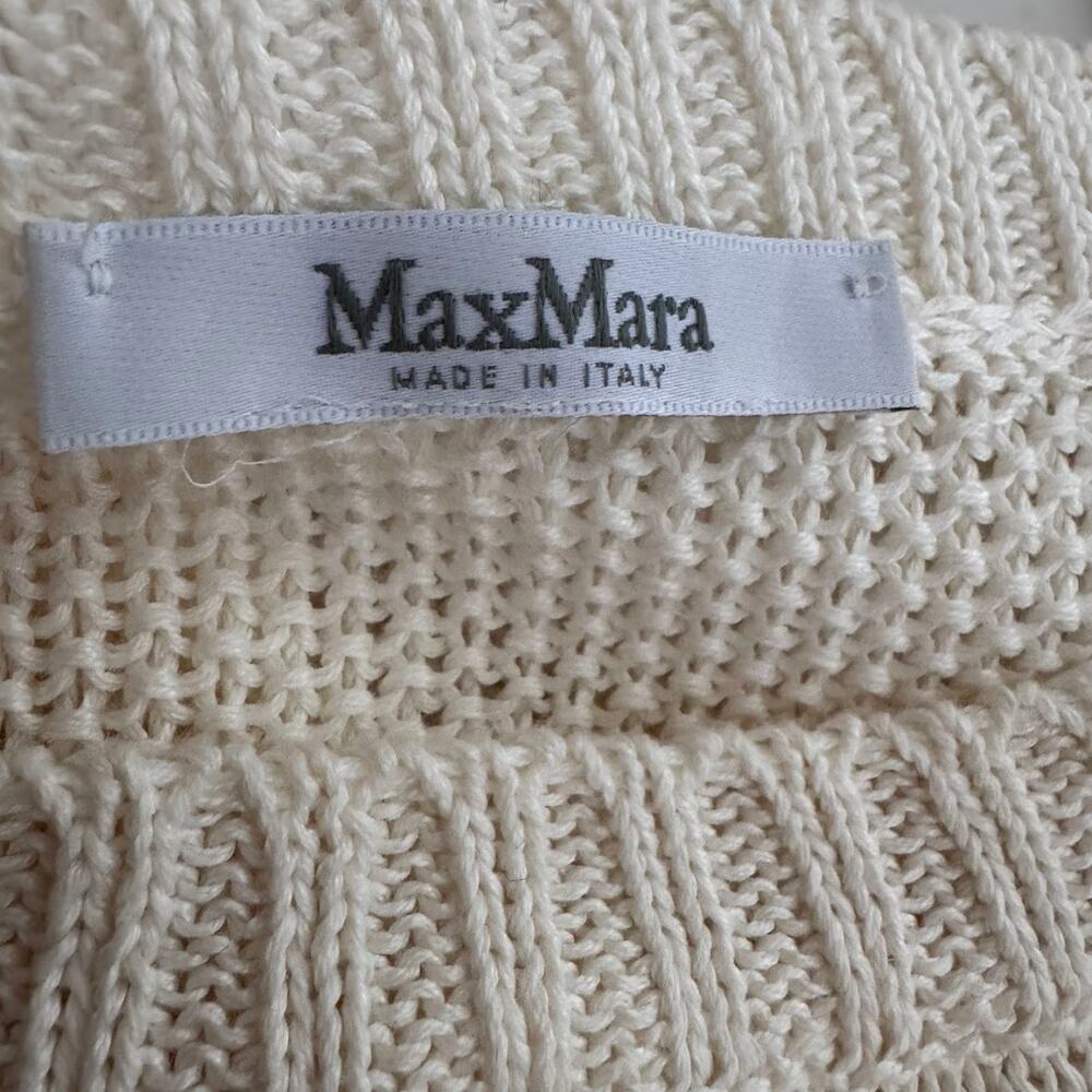 Max Mara Orosei Cable Flax Sweater Short Sleeve Cable Knit Cream $349 - Picture 5 of 7